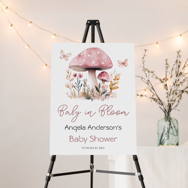 Pink Mushroom Baby in Bloom Shower Foam Board (In Situ (Stand))