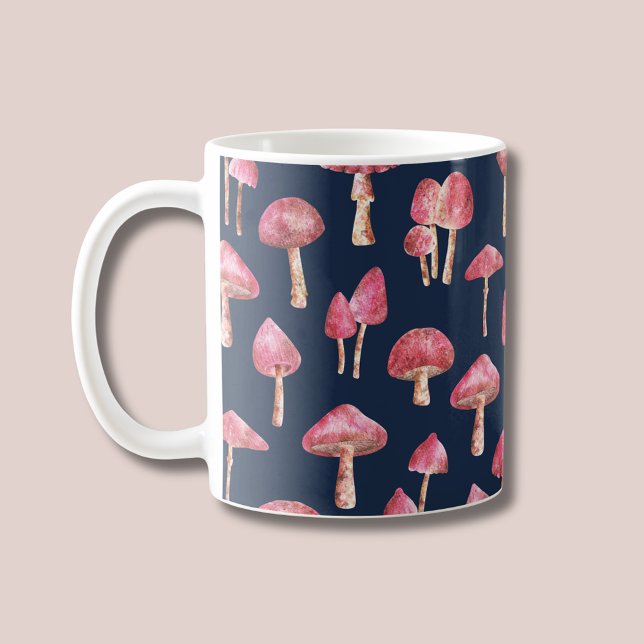 Pink Mushroom Coffee Mug (Pink mushroom patterned coffee mug)