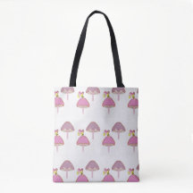 pink mushroom fairies tote bag 108TB