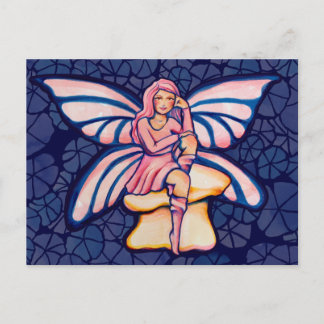 Pink Mushroom Fairy Watercolor Art Fairies         Postcard