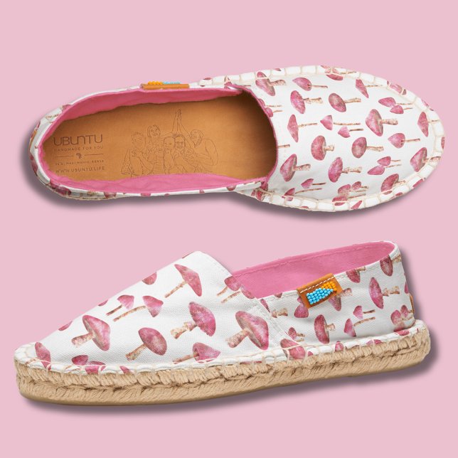 Pink mushroom pattern espadrilles (Pink mushroom pattern espadrilles)