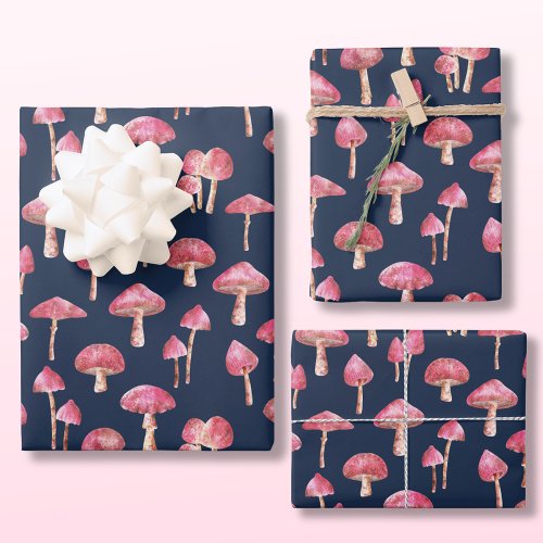 Pink Mushroom Pattern Wrapping Paper