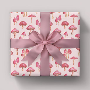 Pink Mushroom Pattern Wrapping Paper