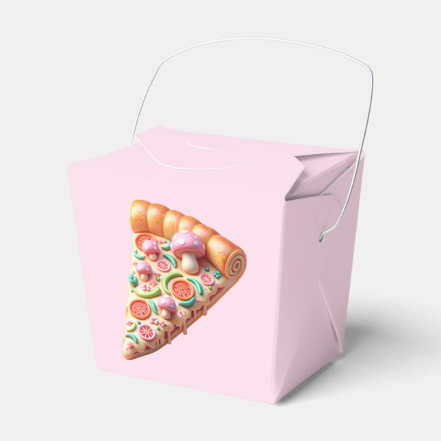 Pink Mushroom Pizza Party Favor Boxes (Front Side)