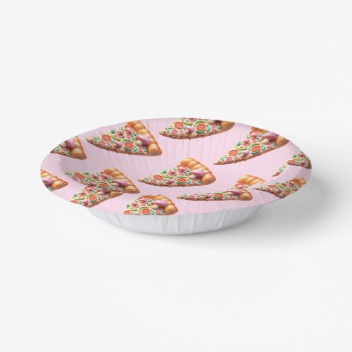 Pink Mushroom Pizza Party Pattern Paper Bowls
