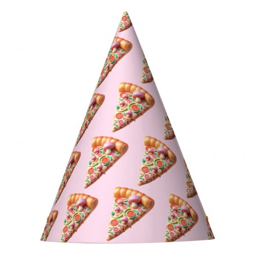 Pink Mushroom Pizza Pattern Party Hat