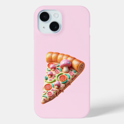 Pink Mushroom Pizza Phone iPhone 15 Case