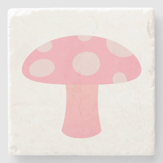 Pink mushroom stone coaster (Front)