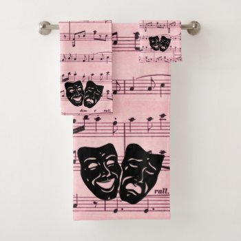 Pink Music And Theater Masks Bath Towel Set by kahmier at Zazzle