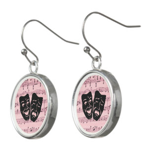 Pink Music and Theater Masks Earrings