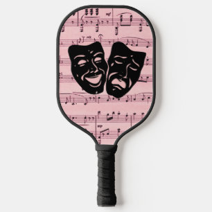 Pink Music and Theater Masks Pickleball Paddle