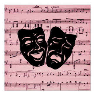 Pink Music and Theater Masks Poster