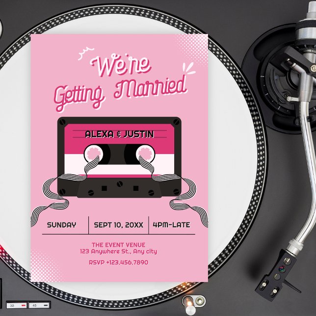Pink music casette wedding  invitation (Creator Uploaded)
