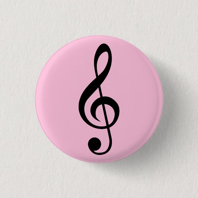 Pink Music Clef badge Button (Front)