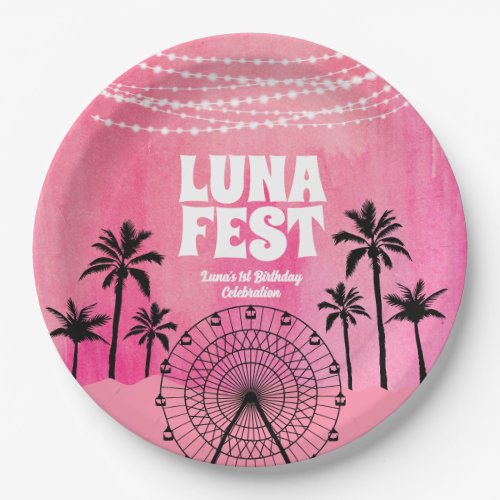 Pink Music Festival Paper Plates
