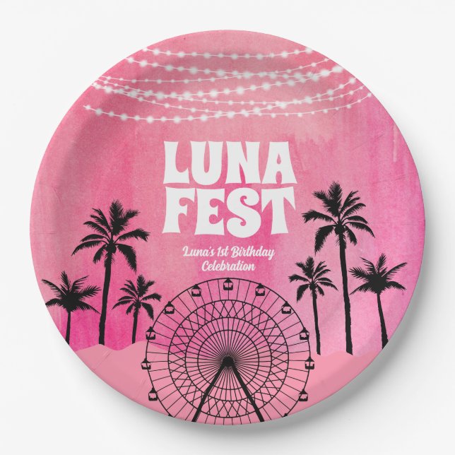 Pink Music Festival Paper Plates (Front)