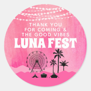 Pink Music Festival Thank You  Classic Round Sticker
