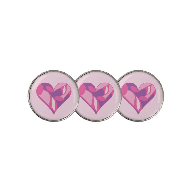 Pink Music Heart Golf Ball Marker (3 Up)