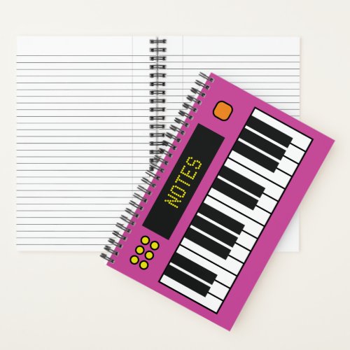 Pink Music Keyboard Spiral Notebook
