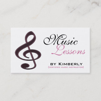 Pink Music Lessons Instructor Business Cards