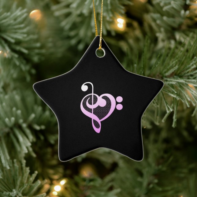 Pink Music Musician Heart Ceramic Ornament (Tree)