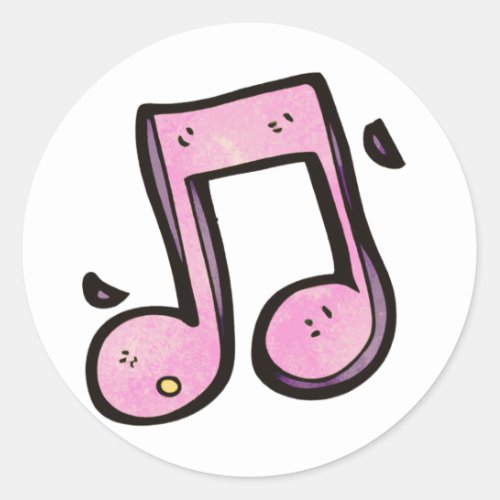 Pink Music Note Classic Round Sticker