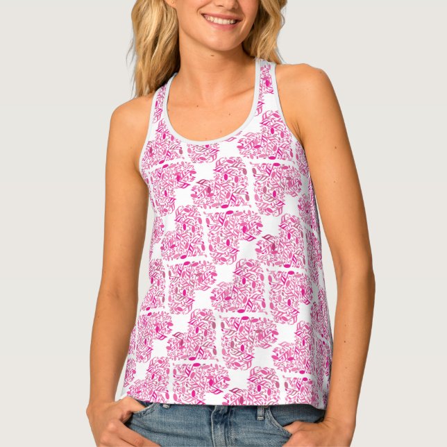Pink Music Note Hearts Tank Top (Front)