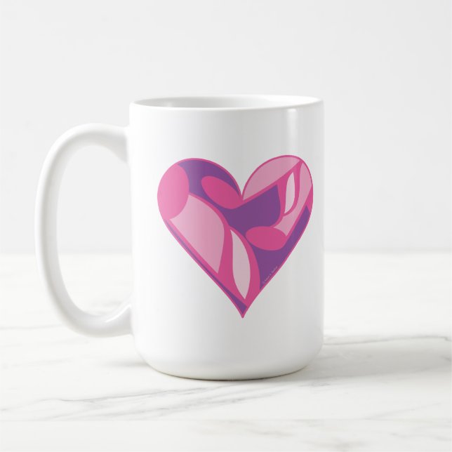 Pink Music Note Patterned Heart Mug (Left)