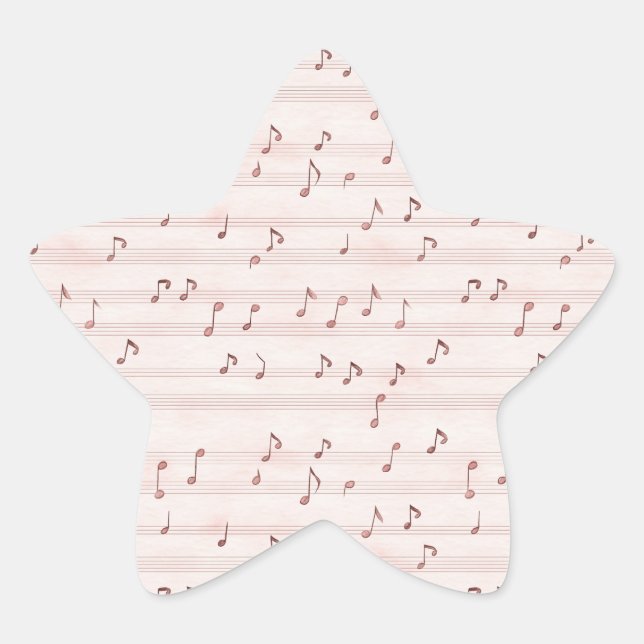 Pink Music Notes Sheet Star Sticker (Front)