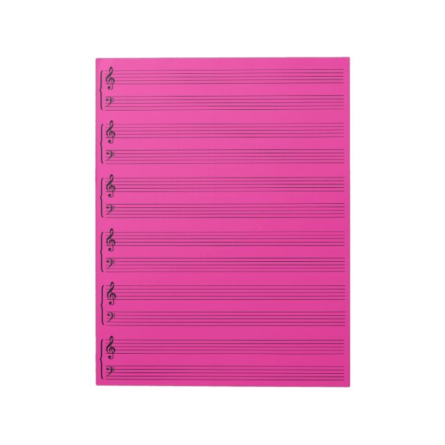 Pink Music Sheet Paper Notepad (Rotated)