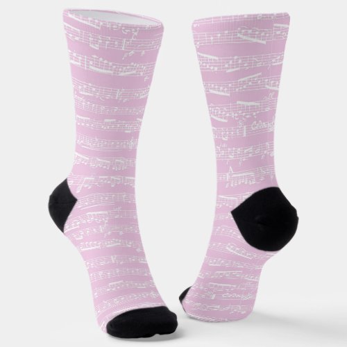 Pink Music Socks _ Girly Musical Notes Socks