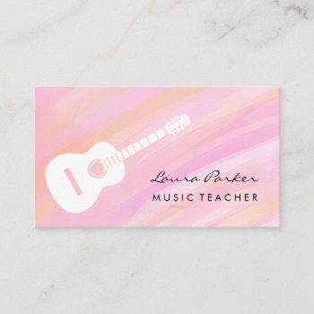 Pink Music Teacher Guitar Player Instrument   Busi Business Card by tsrao100 at Zazzle
