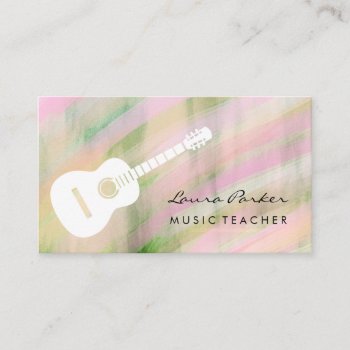 Pink Music Teacher Guitar Player Instrument  Business Card by tsrao100 at Zazzle