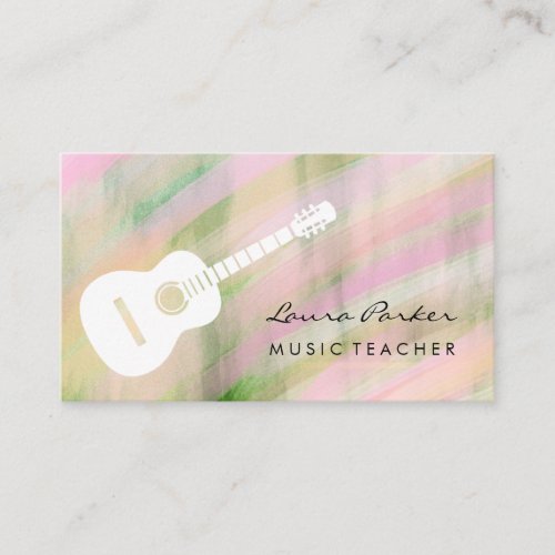 Pink Music Teacher Guitar Player instrument  Business Card