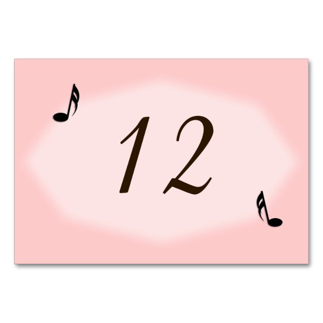 Pink Music Theme Wedding Table Number Placecards (Back)