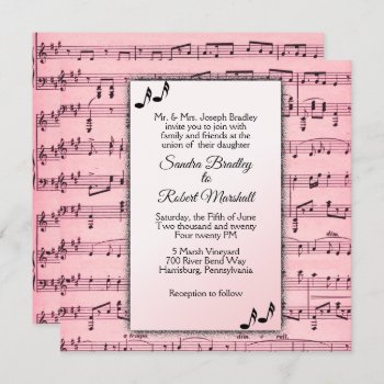 Pink Music Wedding Invitation by LwoodMusic at Zazzle