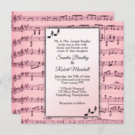 Pink Music Wedding Invitation