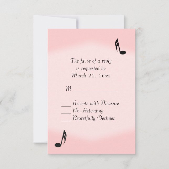 Pink Music Wedding RSVP (Front)