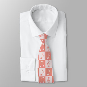 Pink Musical Checker Pattern Neck Tie