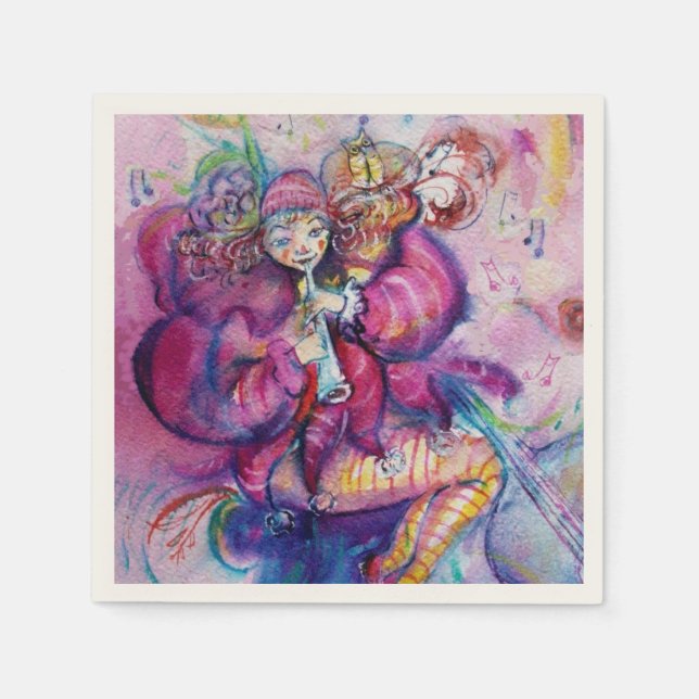 PINK MUSICAL CLOWN NAPKINS (Front)