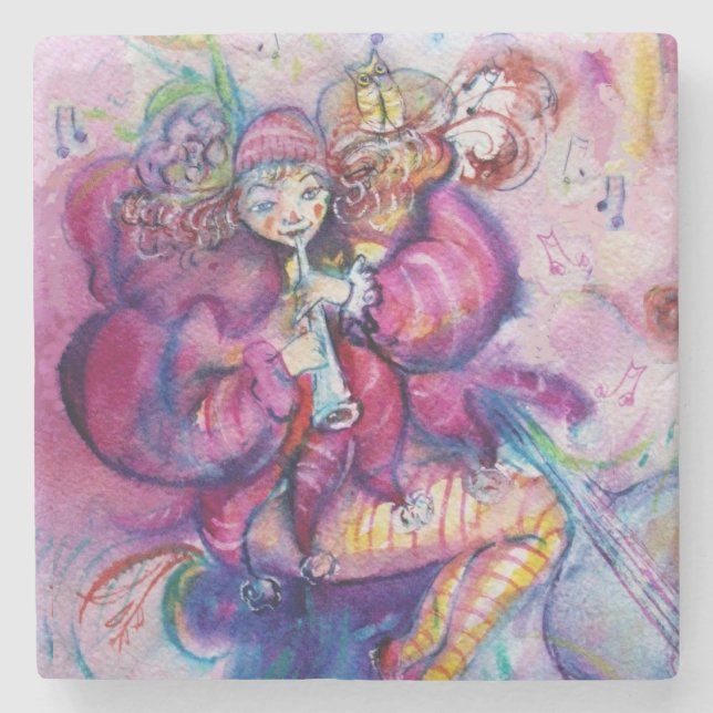 PINK MUSICAL CLOWN STONE COASTER (Front)