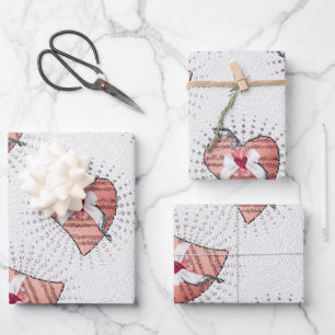 Pink Musical Note Hearts Wrapping Paper Sheets