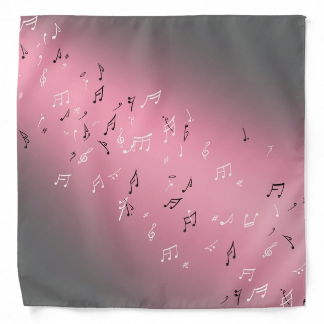 Pink Musical Notes in Moonlight  Bandana (Front)