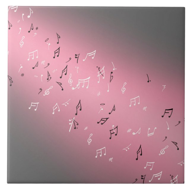 Pink Musical Notes in the Moonlight  Ceramic Tile (Front)