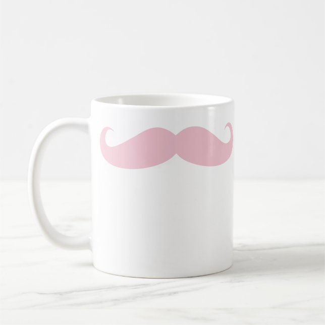 Pink Mustache Coffee Beverage Mug (Left)