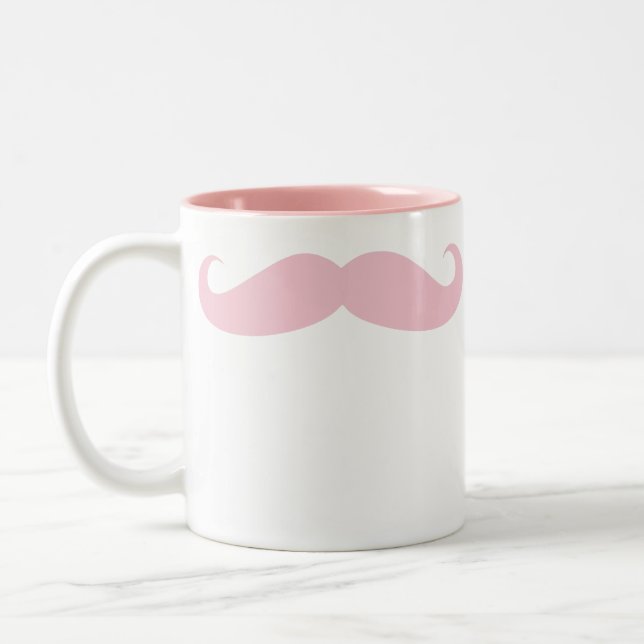 Pink Mustache Coffee Beverage Mug (Left)