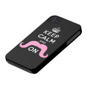 Pink Mustache Keep Calm Carry On Case-Mate iPhone Case (Bottom)
