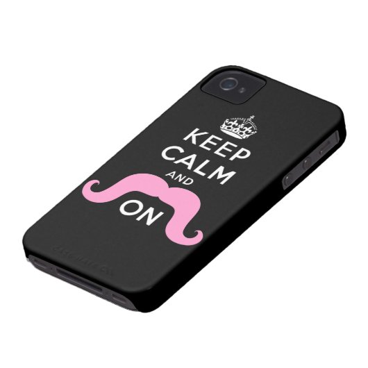 Pink Mustache Keep Calm Carry On Case-Mate iPhone Case (Bottom)
