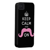 Pink Mustache Keep Calm Carry On Case-Mate iPhone Case (Back/Right)