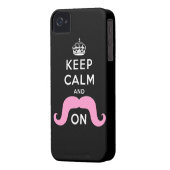 Pink Mustache Keep Calm Carry On Case-Mate iPhone Case (Back Left)